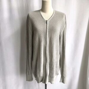 All Saints Mens Light gray Mesh Knit Zip Up Cardigan Sweater Size M